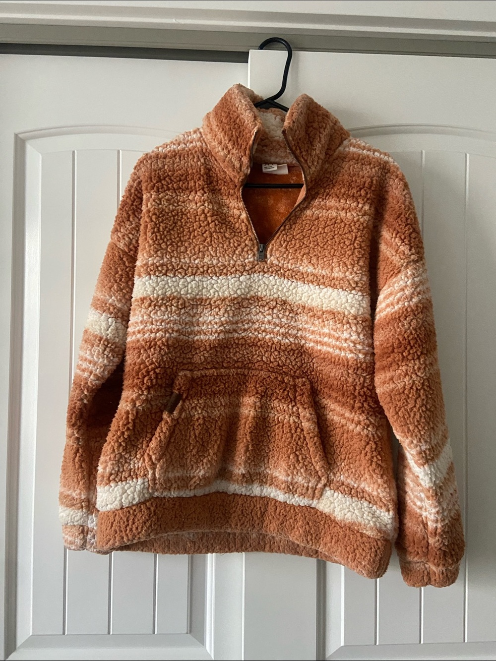 Roxy Rust & Cream Sherpa Half-Zip Pullover